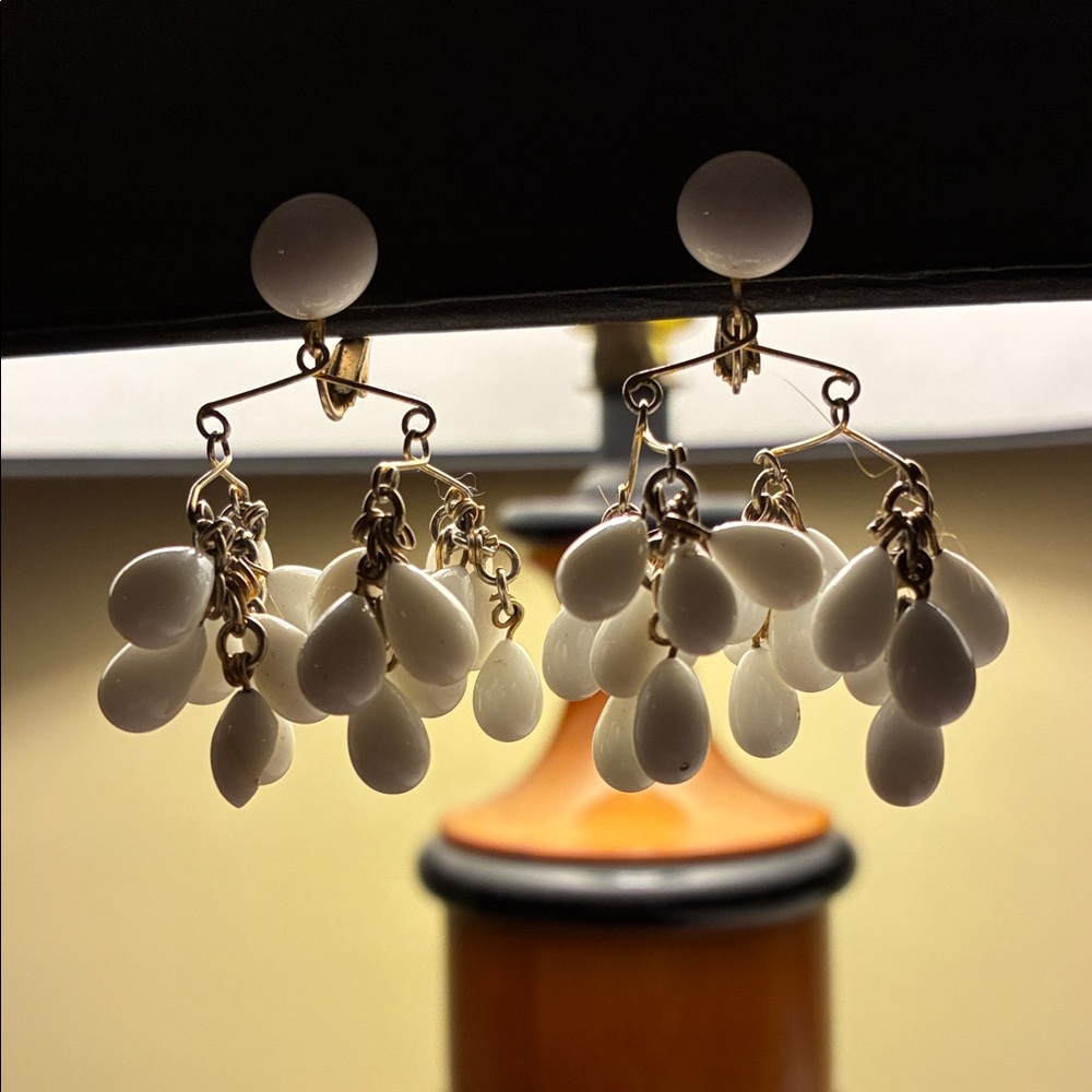 Vintage White Chandelier Earrings